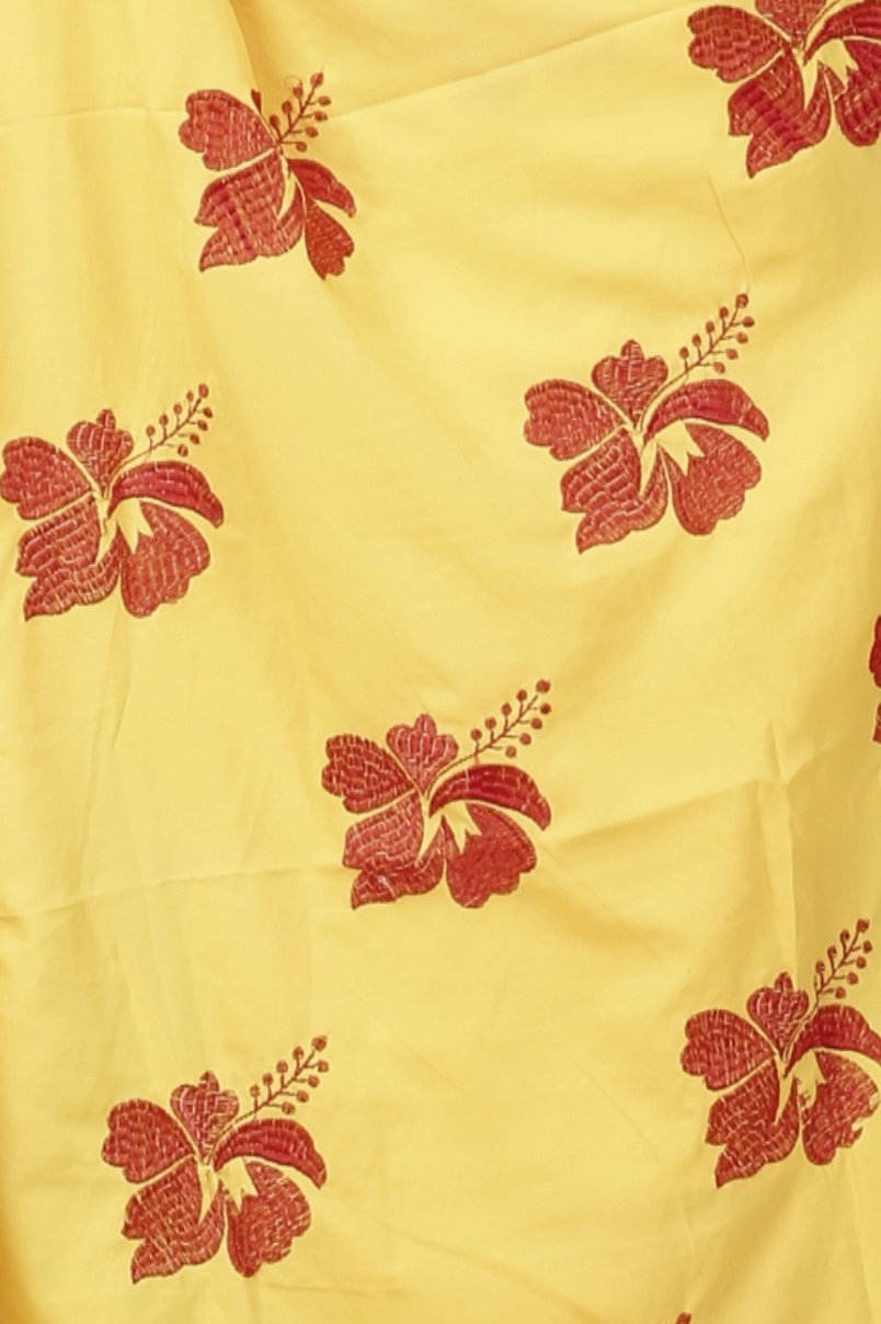 Yellow Red Pure Cotton Teru Hand Loom Saree (1260)